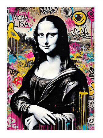 Grafiti Mona Lisa Hediyelik Ahşap Tablo