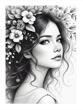 Çiçek Taçlı Kadın Dekoratif Mdf Tablo