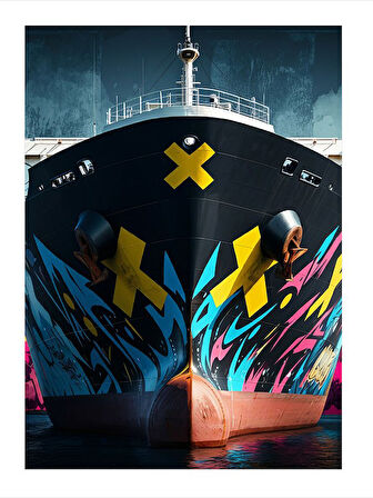 Grafiti Kargo Gemisi Tasarım Ahşap Tablo