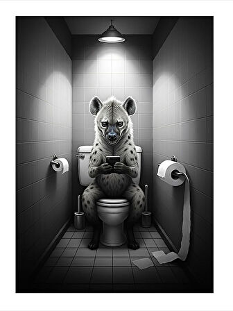 Tuvalette Oturan Sırtlan Model Mdf tablo