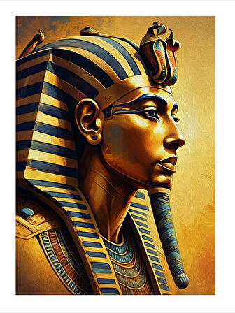 Firavun Sanatı Portresi Desenli Ahşap Tablo