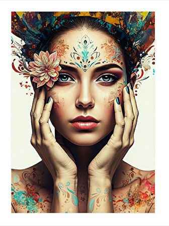 Çiçek Taçlı Kadın Figürü Model Mdf tablo