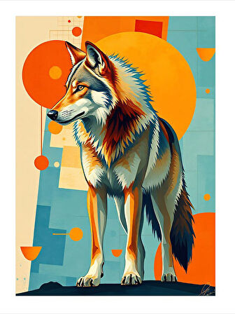 Soyut Kurt Çizimi Model Ahşap Tablo