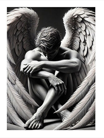 Kanatlı Adam Figür Hediyelik Ahşap Tablo