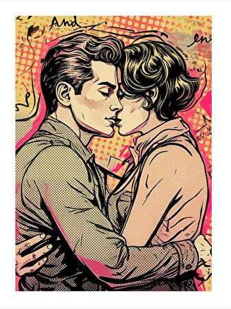 Romantik Çift Çizimi Art Mdf Tablo