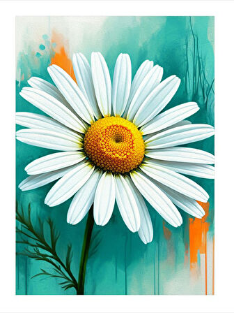 Beyaz Papatya Çiçeği Mdf Tablo