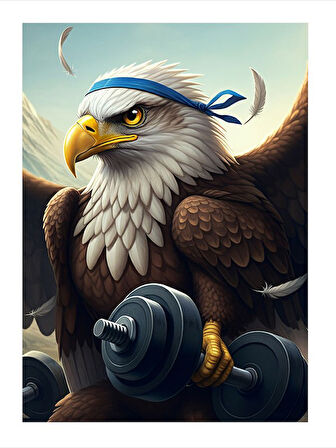 Ağırlık Kaldıran Kartal Art Mdf Poster