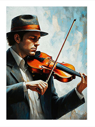 Keman Çalan Müzisyen Tasarım Mdf Tablo