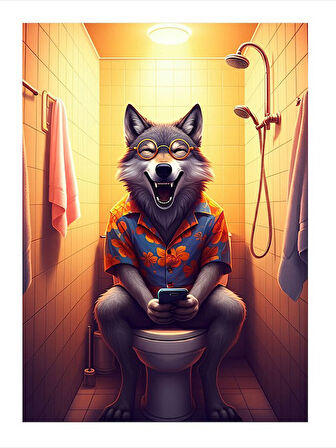 Hawai Gömlekli Kurt Desenli Mdf Tablo