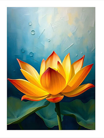 Turuncu Nilüfer Çiçeği Dekoratif Mdf Tablo