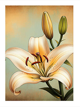 Zarif Zambak Çiçeği Hediyelik Ahşap Tablo