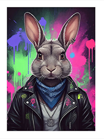 Ceketli Tavşan Figürü Modern Ahşap Tablo