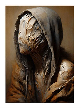 Kapüşonlu Soyut Figür Tasarım Ahşap Tablo