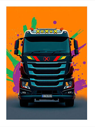 Renkli Tır Tasarımı Hediyelik Mdf Tablo