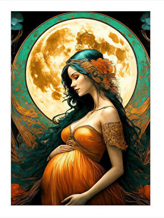 Hamile Kadın Ve Ayışığı Mdf Tablo