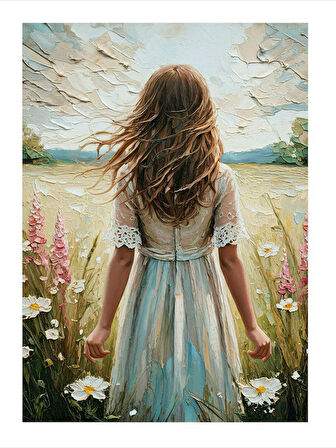 Çayırda Papatyalar Kadın Mdf poster