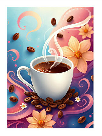 Kahve Ve Çiçek Model Mdf tablo