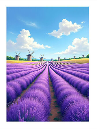 Lavanta Tarlası Manzarası Hediyelik Mdf Tablo