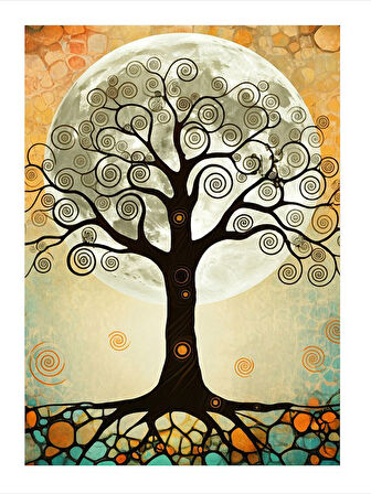 Hayat Ağacı Çizimi Desenli Mdf Tablo