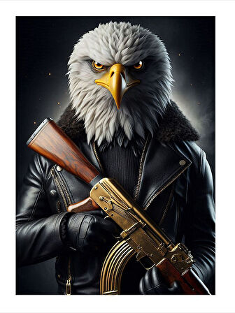 Silahlı Kartal Figürü Hediyelik Mdf Tablo