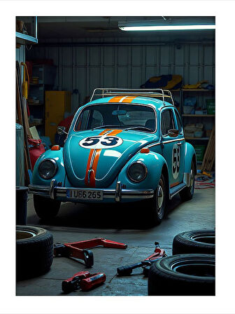 Mavi Vosvos Tamirhanede Tasarım Ahşap Tablo