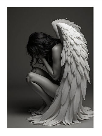 Kanatlı Melek Figürü Art Mdf Poster