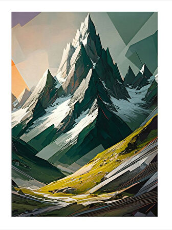 Dağ Manzarası Çizimi Tasarım Mdf Tablo