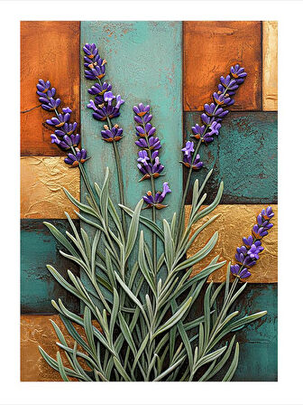 Ahşap Üzerinde Lavanta Art Mdf Poster