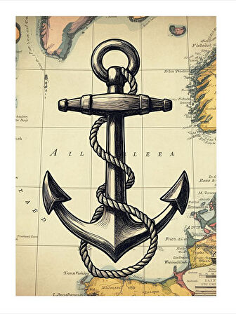 Çapa Ve Harita Çizimi Hediyelik Mdf Tablo