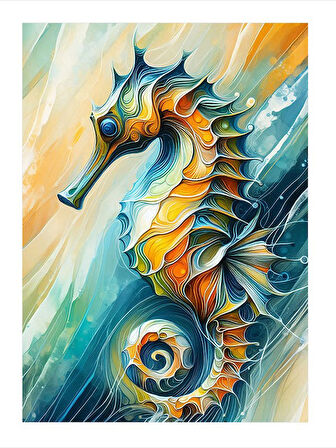 Renkli Denizatı Çizimi Mdf poster