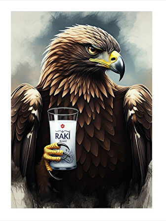 Rakı İçen Kartal Art Mdf Tablo