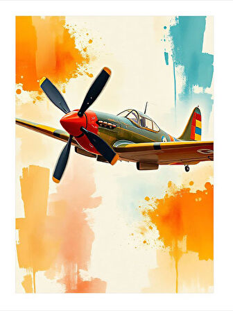 Retro Savaş Uçağı Hediyelik Mdf Tablo