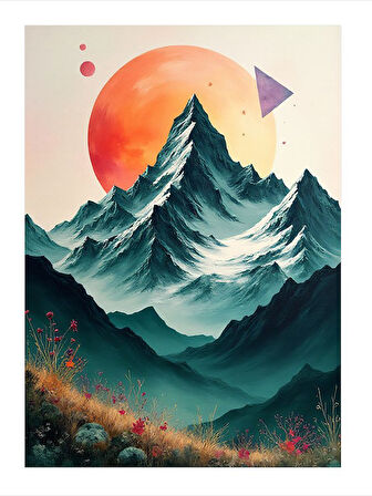 Dağ Ve Gün Batımı Çizimi Model Mdf tablo