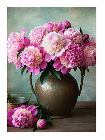 Pembe Çiçek Vazosu Model Mdf tablo