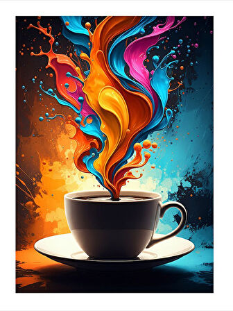 Renkli Buharlı Kahve Mdf Tablo
