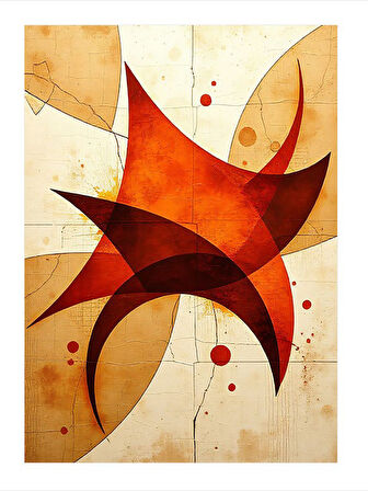 Geometrik Kırmızı Yıldız Dekoratif ahşap Tablo