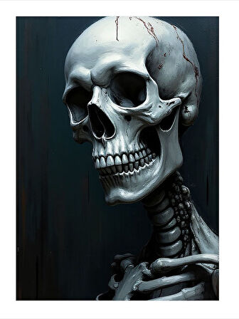 Kafatası Ve Karanlık Art Mdf Tablo