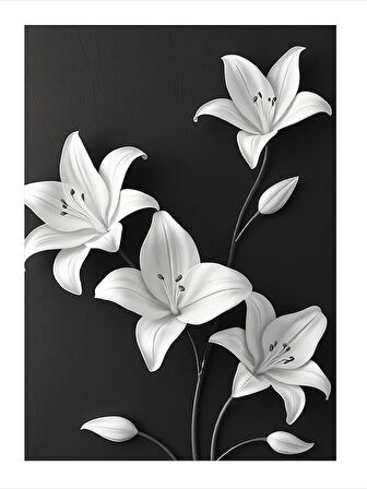 Beyaz Zambak Çizimi Hediyelik Mdf Tablo