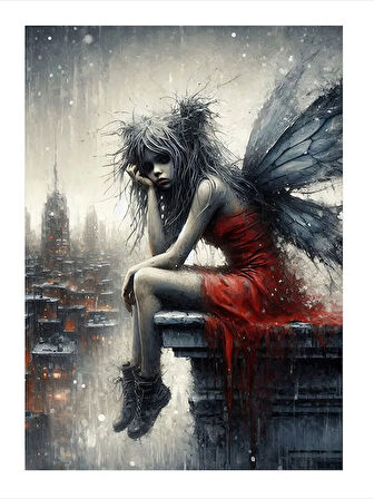 Karanlık Şehir Perisi Desenli Mdf Tablo