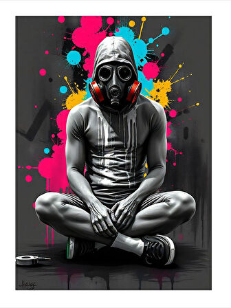 Maske Takan Sporcu Modern Ahşap Tablo