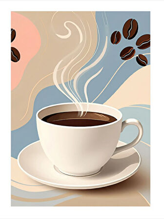 Kahve Ve Buhar Çizimi Hediyelik Mdf Tablo