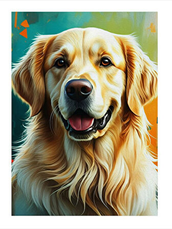Altın Retriever Portresi Desenli Mdf Tablo