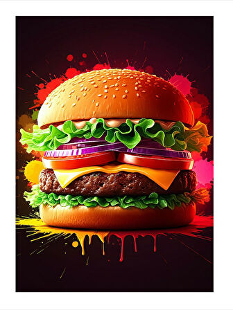 Renkli Büyük Hamburger Modern Mdf Tablo