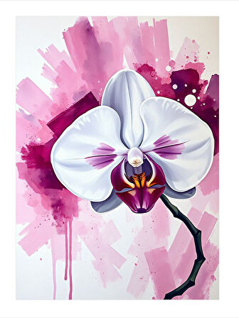 Pembe Orkide Çiçeği Dekoratif ahşap Tablo