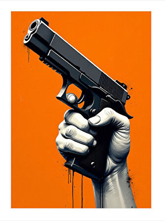 Tabanca Ve Turuncu Arka Plan Art Mdf Tablo