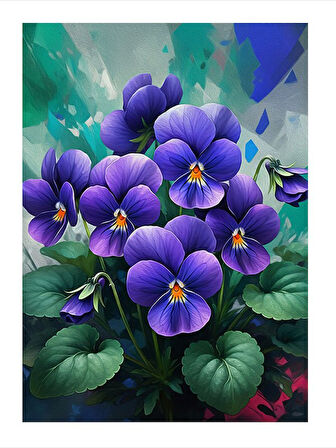 Mor Menekşe Çiçekleri Tasarım Mdf Tablo