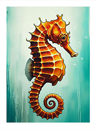 Turuncu Denizatı Çizimi Modern Ahşap Tablo