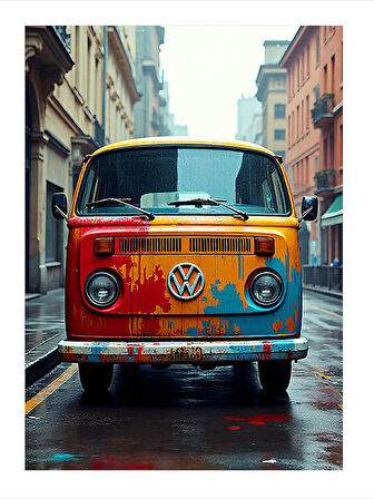 Retro Vosvos Çizimi Mdf poster