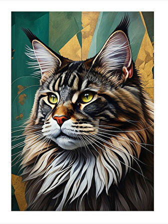Kedi Portresi Sanatı Modern Mdf Tablo