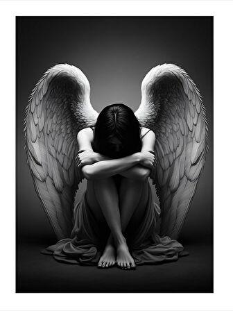 Kanatlı Melek Figürü Tasarım Ahşap Tablo